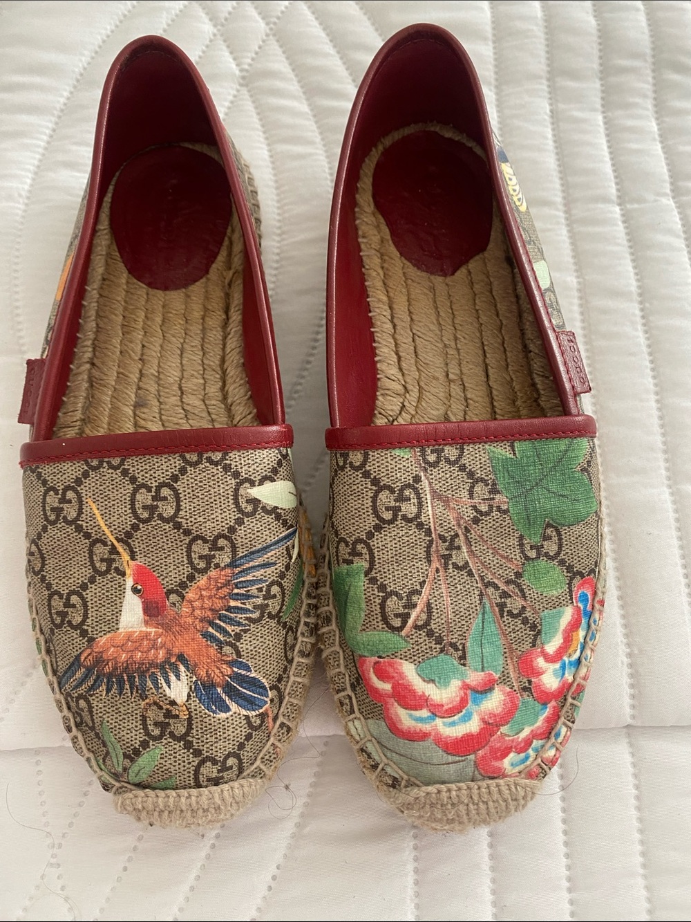 Gucci Floral GG Canvas Espadrilles in Beige, Red, Green, Orange